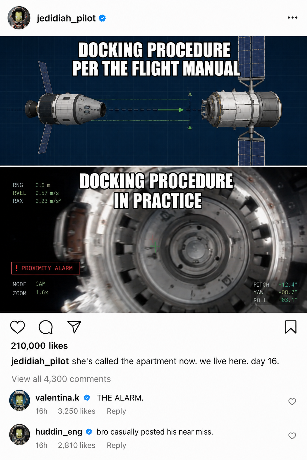 Crewgram post: docking meme